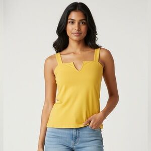 Express One Eleven Mustard Gold Notched Neck Tank Top - Size XSP